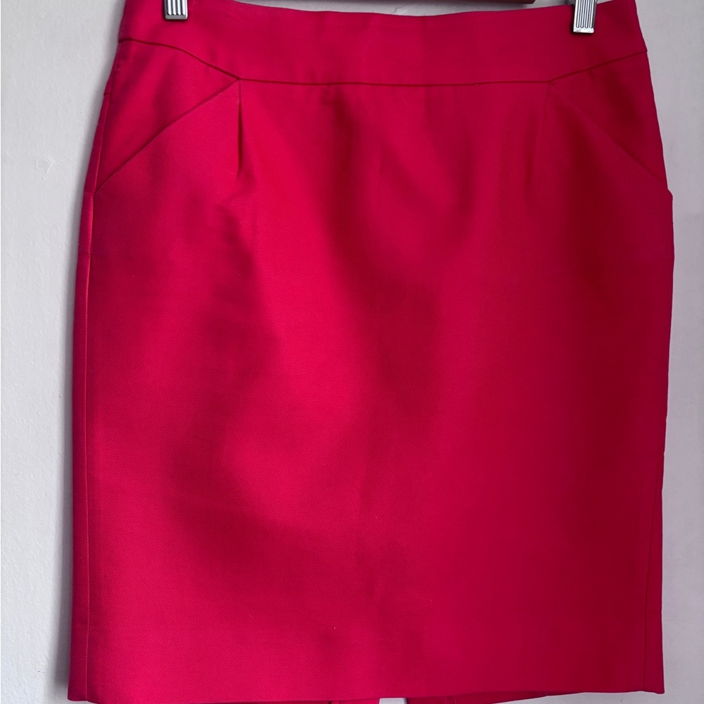 J. Crew Factory Coral Red Pencil Skirt Knee-Length Workwear